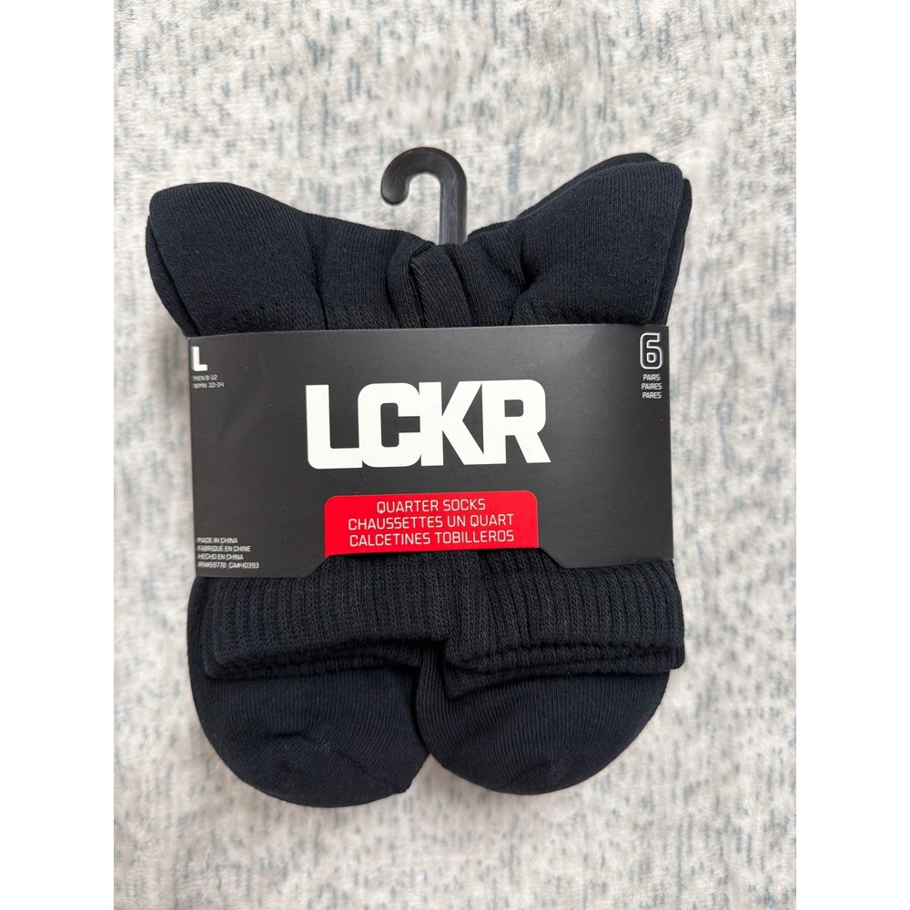 LCKR 6 Pair Black Quarter Socks Half‎ Cushion Arch Support Mens 8-12 LMAS001